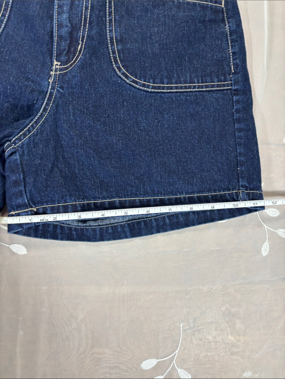 VTG Y2K Garage Dark Blue Denim Patch-Pocket Shorts Woman SZ 7 Summer mid-Waist - Picture 12 of 13